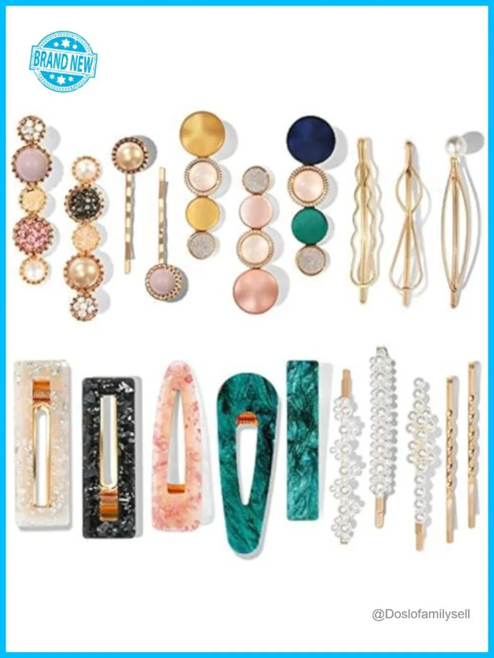 20pc Pearl Acrylic Hair Clips Set - Macaron Barrettes Bobby Pins Hair